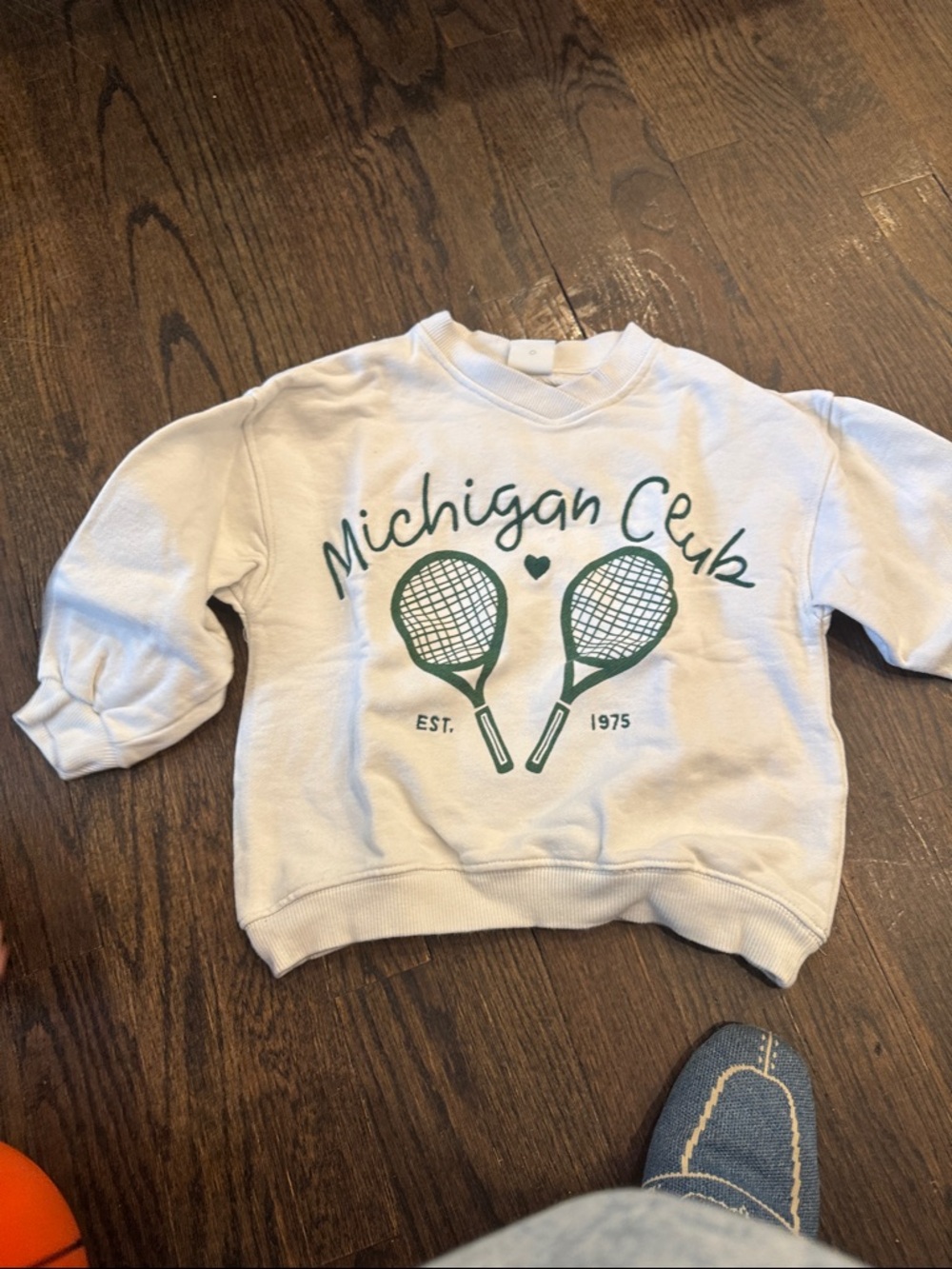 Zara White Sweatshirt with Green Tennis Graphic
